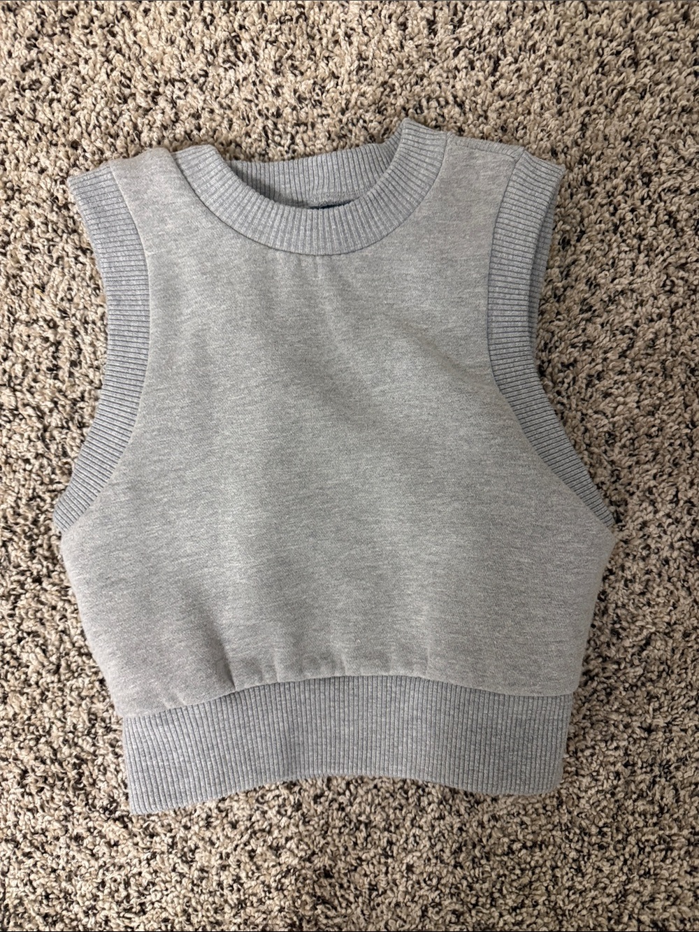 Maniere De Voir Gray Ribbed Cropped Knit Tank